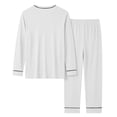 thumbnail image 5 of HAJWOH Mens Pajamas Set Long Sleeve Sleepwear Crew Neck 2 Piece Loungewear Nightshirt Top & Pants with Pockets, 5 of 5