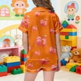 thumbnail image 6 of Kids Girls 67 Pajama Button Short Sleeve Shorts Two Piece Silk Sleepwear Children Valentine's Day Nightwear Outfit for Kids Cozy Loungewear, 6 of 6
