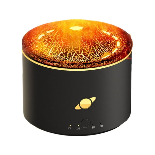 Difusor de aroma de llama silencioso con temporizador de 3 velocidades, humidificador personal de escritorio esencial Negro