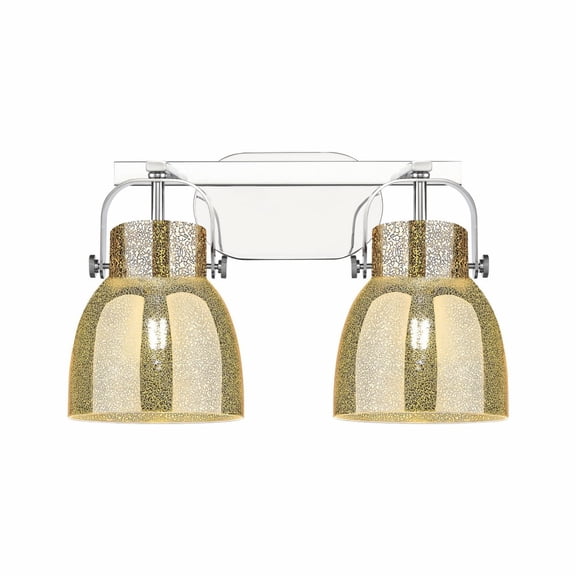 423-2W-PC-G412-6ME Innovations Lighting Pilaster II Bell - 2 Light Bath Vanity-10.13 Inch Tall and 17 Inch Wide-Polished Chrome Finish-Mercury Glass
