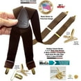thumbnail image 2 of HoldUp Brand dark Java Brown X-back Men's Suspenders with Patented No-slip Gold-tone Clips, 2 of 4