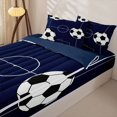 thumbnail image 3 of Homewish Football Games Zipper Twin Comforter Sets with Fitted Sheet and 2 Pillowcases For Kids,Boys Sports Theme Zipper Bedding Set,Navy Blue Reversible,4 Pieces, 3 of 7
