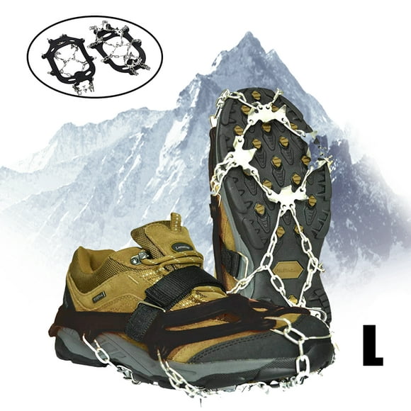 Upgraded Version of Walk Traction Ice Cleat Spikes Crampons,True Stainless Steel Spikes and Durable Silicone,Boots for Hiking On Ice & Snow Ground,Mountian L
