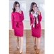 thumbnail image 5 of Vestido PRETTYGARDEN Ajustado de Manga Larga con Cinturón XL Rojo Rosado, 5 of 5