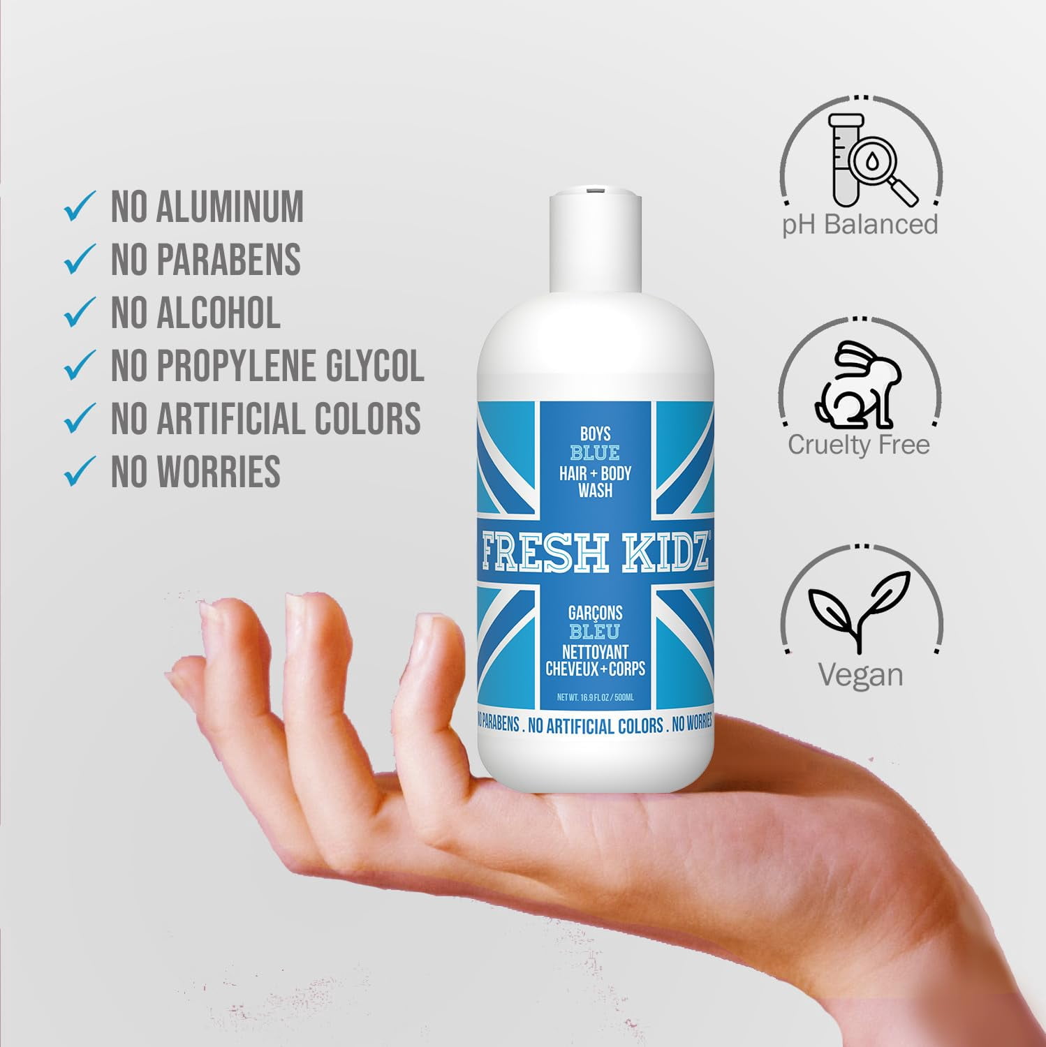 Keep it Kind Fresh Kidz Hair & Body Wash 16.9 fl.oz. and 2 Roll On Deodorants 1.86 fl.oz. - Boys"Blue" Set