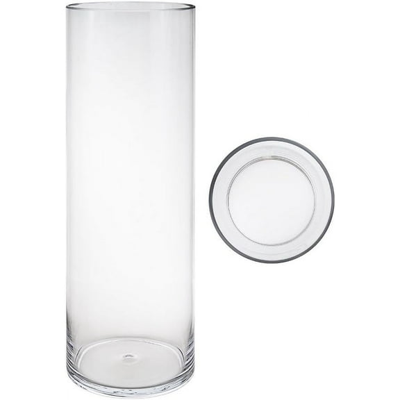 Cylinder Vase 6 Inch x 24 Inch, Decorative Clear Glass with Sturdy Base, Wedding Centerpieces, Flower Bouquets, Home Décor, Celebrations, Parties, Event Planning, Arts & Crafts
