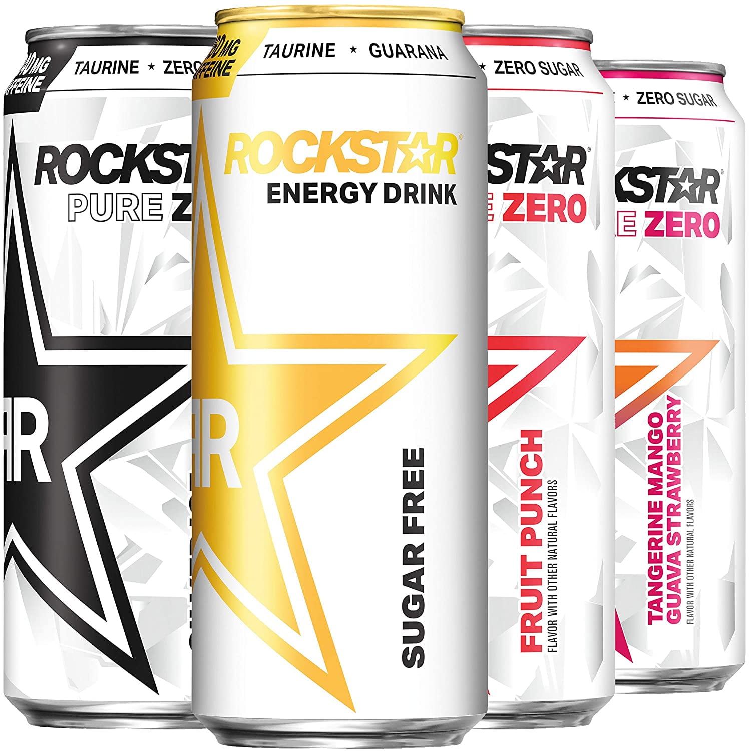 Rockstar Energy Drink, 4 Flavor Zero Sugar Variety Pack, 16oz Cans, (12