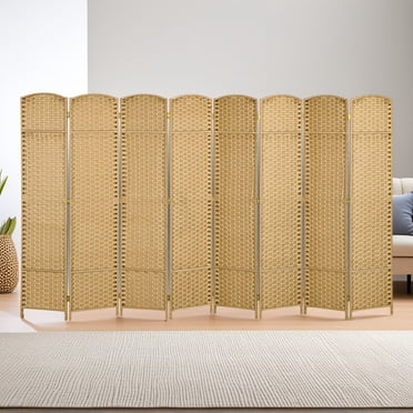 Kadyn Privacy Screens and Panels, Folding Room Divider Screen 8 Panel 5.6' Tall Privacy Screen Freestanding Room Partition, Nature Wood