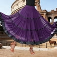 thumbnail image 2 of Womens Maxi Skirts Color Block Layered Flared Spanish Traditional Festival Dance Skirt Purple L, 2 of 6