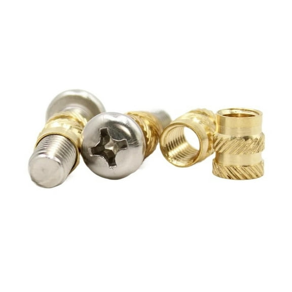 IM1.4 M1.6 M2 M2.5 M4 M5 M6 Brass Heat Threaded Insert Nut And Stainless Steel Screw Set Knurled Hot Melt Embedded Nut