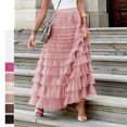 thumbnail image 6 of Womens Multilayer Ruffle Tulle Skirt Sweet Pleated Highs Waist Maxi Skirt Fairys Cake Dress Long Tutus Party Skirt Gifts, 6 of 8