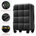 thumbnail image 2 of 3 Pieces Luggage Set, 20 inch with USB Port, Carry-on Luggage with Cup Holder, ABS Hard Shell Luggage with Spinner Wheels, Black, 2 of 9