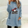 thumbnail image 2 of Darzheoy Womens Christmas Tops Thermal Fall Winter Casual Long Sleeve Plus Size Sweatshirts Printed Solid Color Graphic Round Neck Plush Thickened Hoodless Blouses, 2 of 4