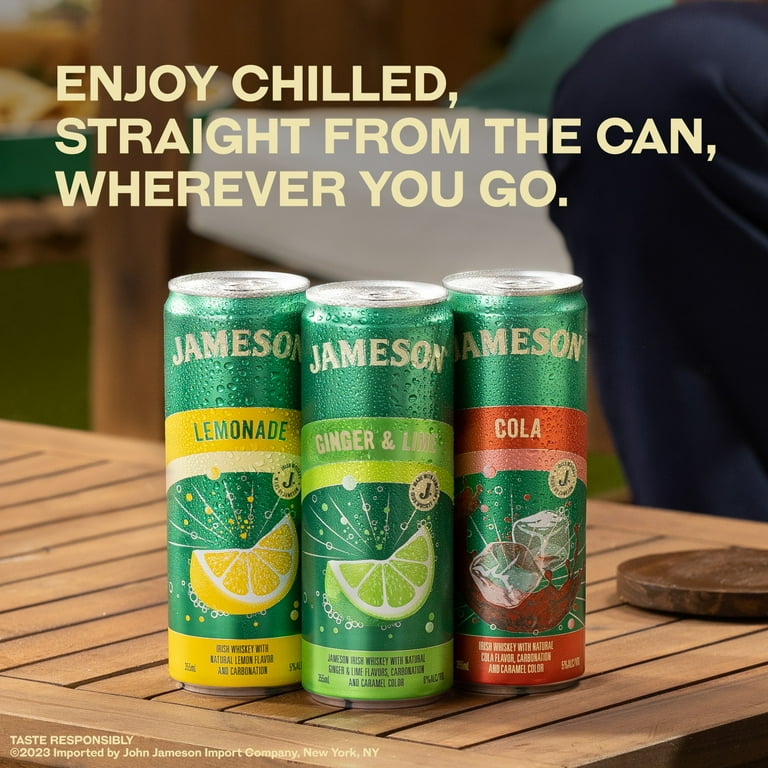 Jameson Irish Whiskey Ginger and Lime Ready to Drink Cans, 4 Pack