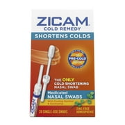 Zicam Cold Remedy Cold Shortening Medicated Nasal Swabs Zinc-Free, 20 Count