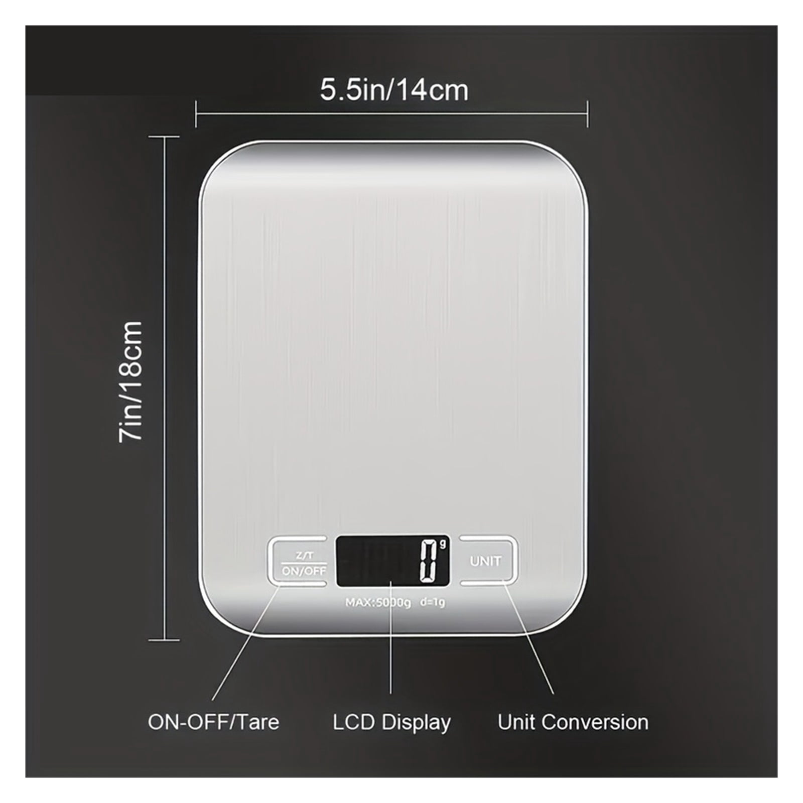 5kg/10kg Stainless Steel Electronic Scale, Kitchen Scale Household Food Fruit Snack Weighing Baking Tool