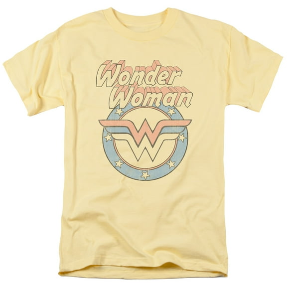 dc comics men's wonder woman short sleeve t-shirt, faded banana, medium