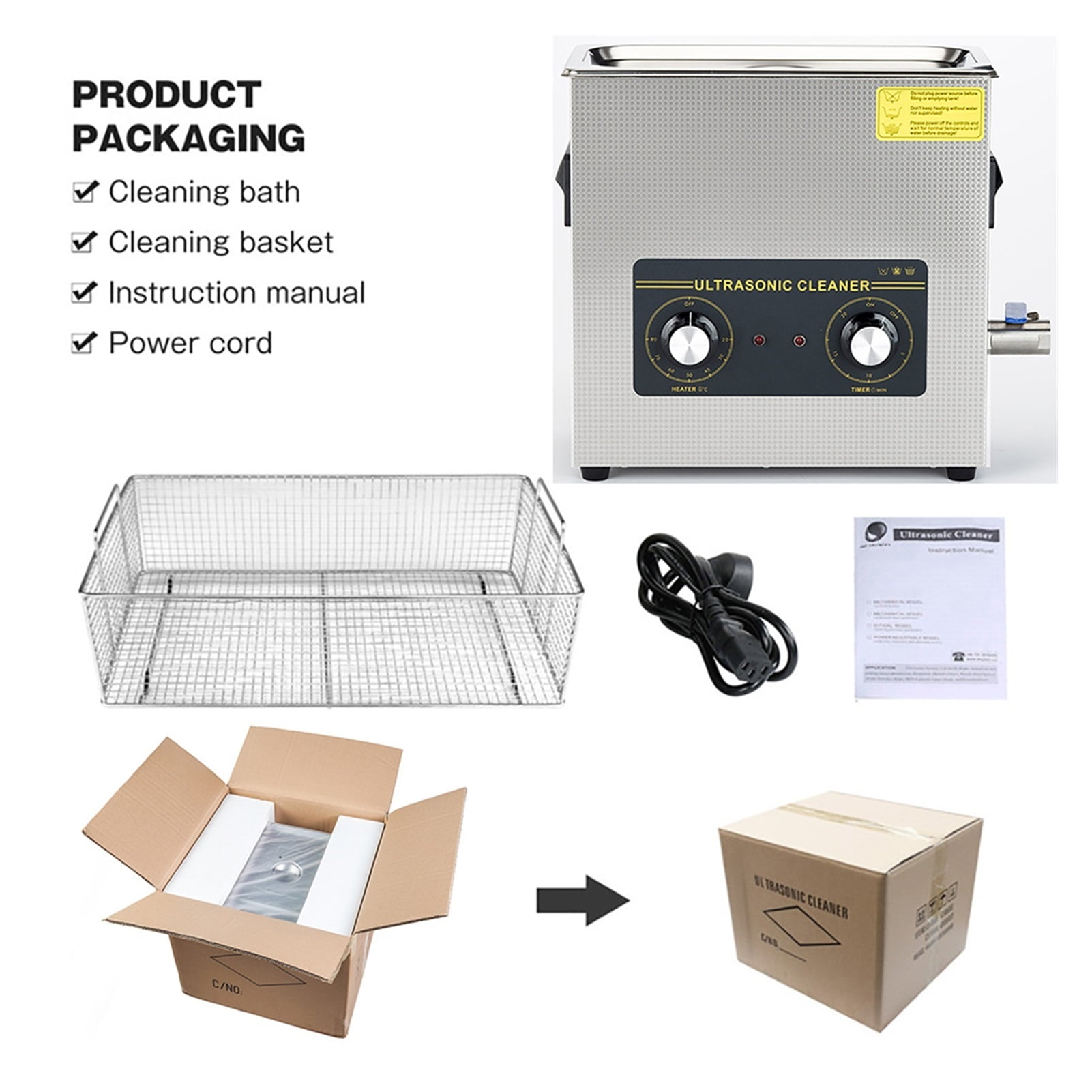 Ultrasonic Cleaner Bath 6L Mechanical Knob Control Jewelry Cleaner Ultrasonic Machine ,Strong Cleaning