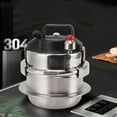 thumbnail image 3 of Mini Stainless Steel Outdoor Pressure Cooker Portable Three Layer Fast Heating Cooking Pot for Gas Induction Cooktop, 3 of 7