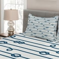 thumbnail image 2 of Ambesonne Navy Quilted Coverlet 3 Pcs, Sea Marine Nautical Knots, Queen Size, Navy Blue and White, 2 of 4