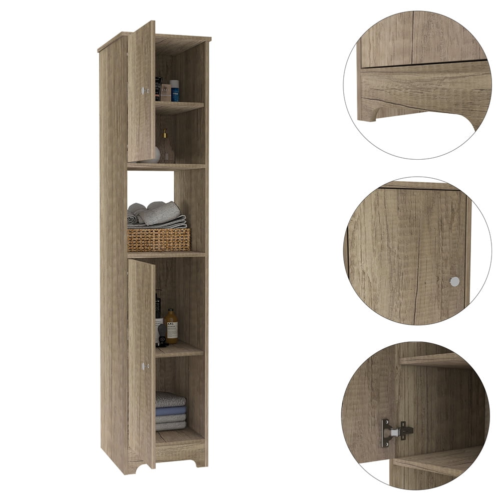 Cfowner 68" H Tall Bathroom Storage Cabinet w/ 2 Doors, Narrow Linen Tower Freestanding w/ Shelves for Home, Kitchen, Versatile, Anti-Tipping