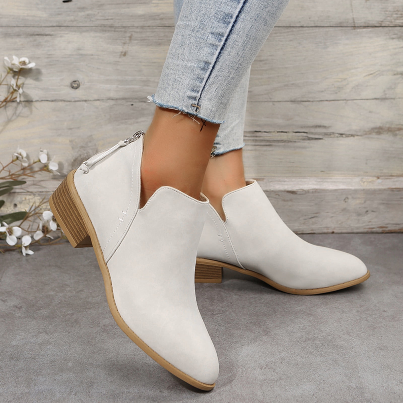 HSMQHJWE Wide Width Women S Ankle Boots Wide Boots For Women Booties Fashion Women Comfort Women S Casual Shoes Women Gray Color Walking Shoes Lady
