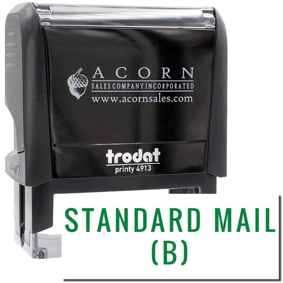 Large Self-Inking Standard Mail B Stamp, Trodat Printy 4913, Press and Print Stamping, Impression Size 7/8" x 2-1/4", Up to 10,000 Impressions - Green Ink