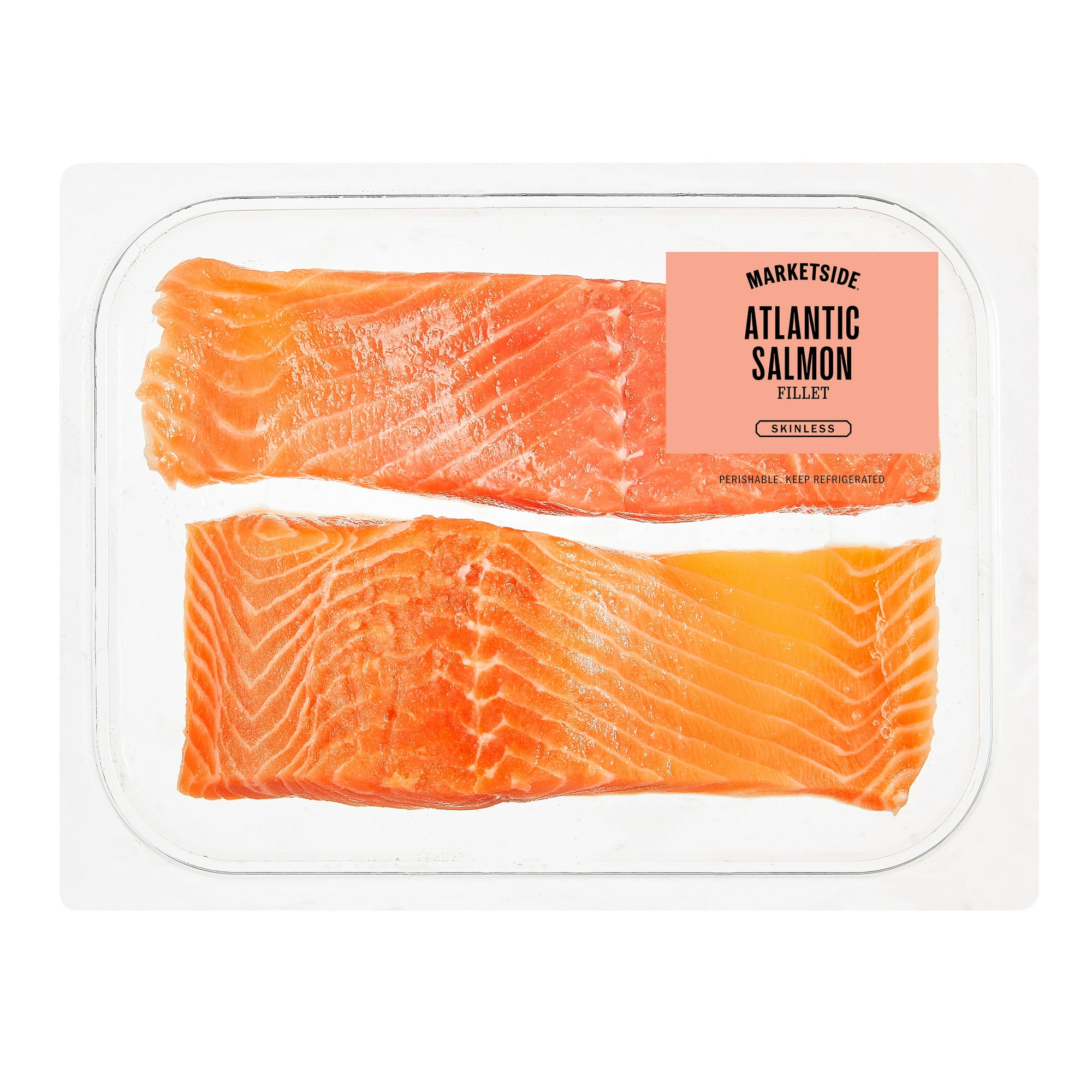 Marketside Skinless Atlantic Salmon Fillet, Fresh Never Frozen, 0.95 - 1.2 lb