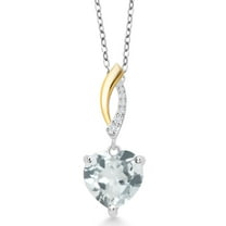 Gem Stone King Keren Hanan 5.40 Ct Heart Shape 10mm Sky Blue Topaz 925 Silver and 10K Yellow Gold Lab Grown Diamond Pendant with Chain