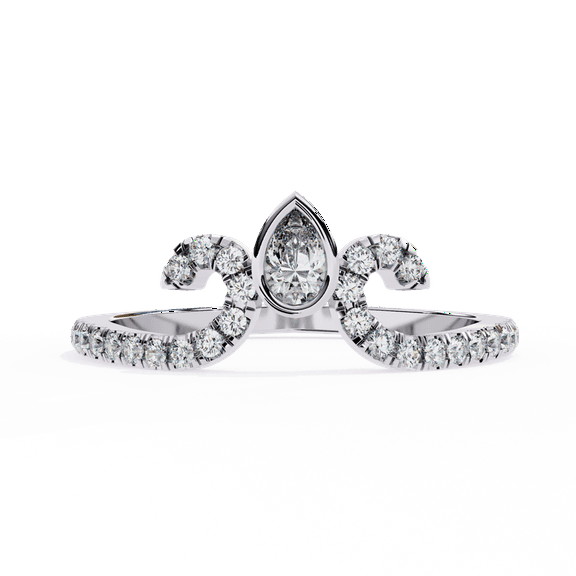 0.12 CT Pear Cut Lab Grown Diamond Bypass Pave Engagement Ring, IGI Certified Diamond Wedding Ring, Anniversary Promise Ring for Women