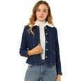thumbnail image 1 of INSPIRE CHIC Veste en Denim Courte pour Femme à Col Sherpa, Boutonnée, à Manches Longues, 1 of 6