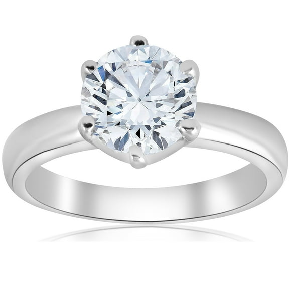 Pompeii 1 1/2ct Round Diamond Solitaire Engagement Ring 6-Prong 14k White Gold