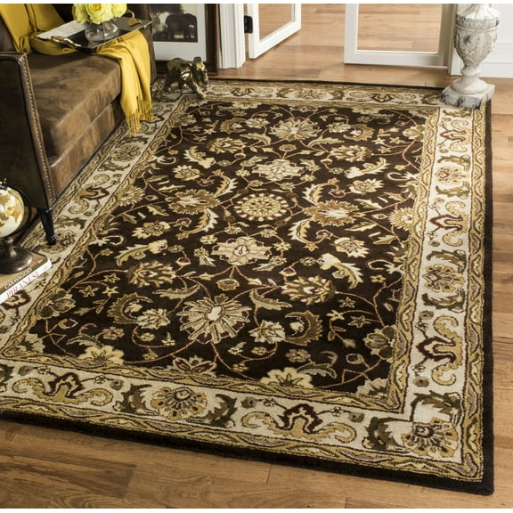 SAFAVIEH Royalty Eustacia Floral Wool Area Rug, Chocolate/Beige, 6' x 9'