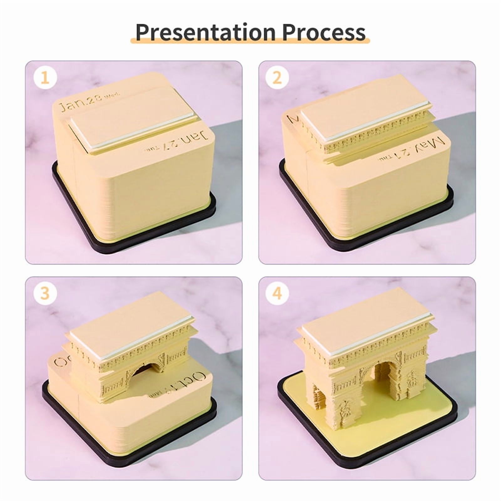 Time Piece Calendar 2026 Desk Calendar With LED Light 3D Tear-away Calendar Paper Carving Art Pad Notepad Gift Christmas