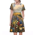 thumbnail image 1 of Balery Vibrant Wildflower Meadow Vestidos sueltos de manga corta para mujer, vestidos de verano 2025, vestidos casuales de corte A con vuelo., 1 of 6