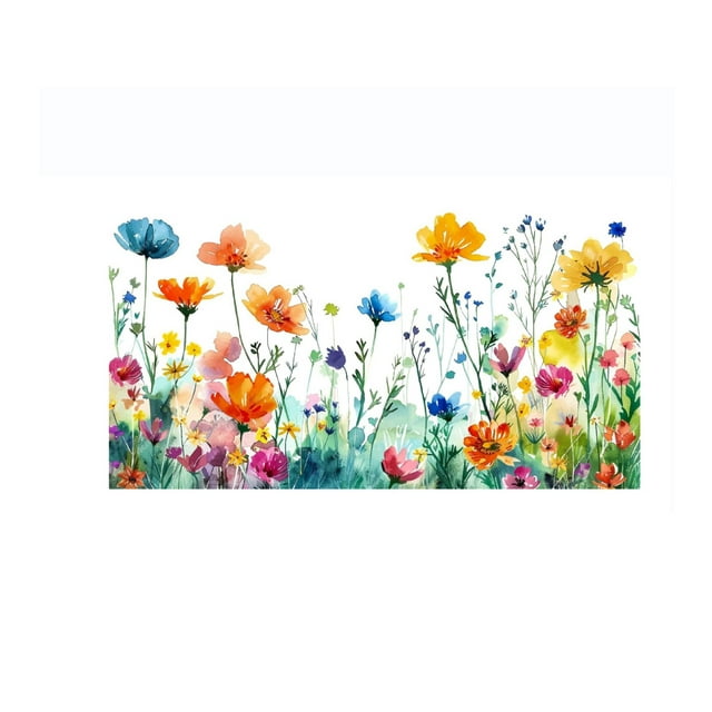 Window Stickers 30X60Cm Double-Sided Print Removable Pvc Glass Cling Colorful Flowers Design For Bedroom Home Living Room Glass Window Decorative Film