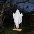 thumbnail image 5 of Swinging Ghost Decor The Ghost Swing Hanging Swing Outdoor Decor Halloween Decorations Outdoor,7.42 FT Gaint Hanging Swing Ghost,Spooky Cute Ghosts Decorations for Front Porch Yard Tree, 5 of 5