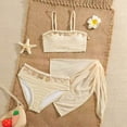 thumbnail image 5 of mgoYE Bikinis for Girls 10-12 Girl's Swimsuits 3 Piece Seashell Spaghetti Strap Textured Bathing Suit with Cover Up(Beige,9-10 Years), 5 of 8