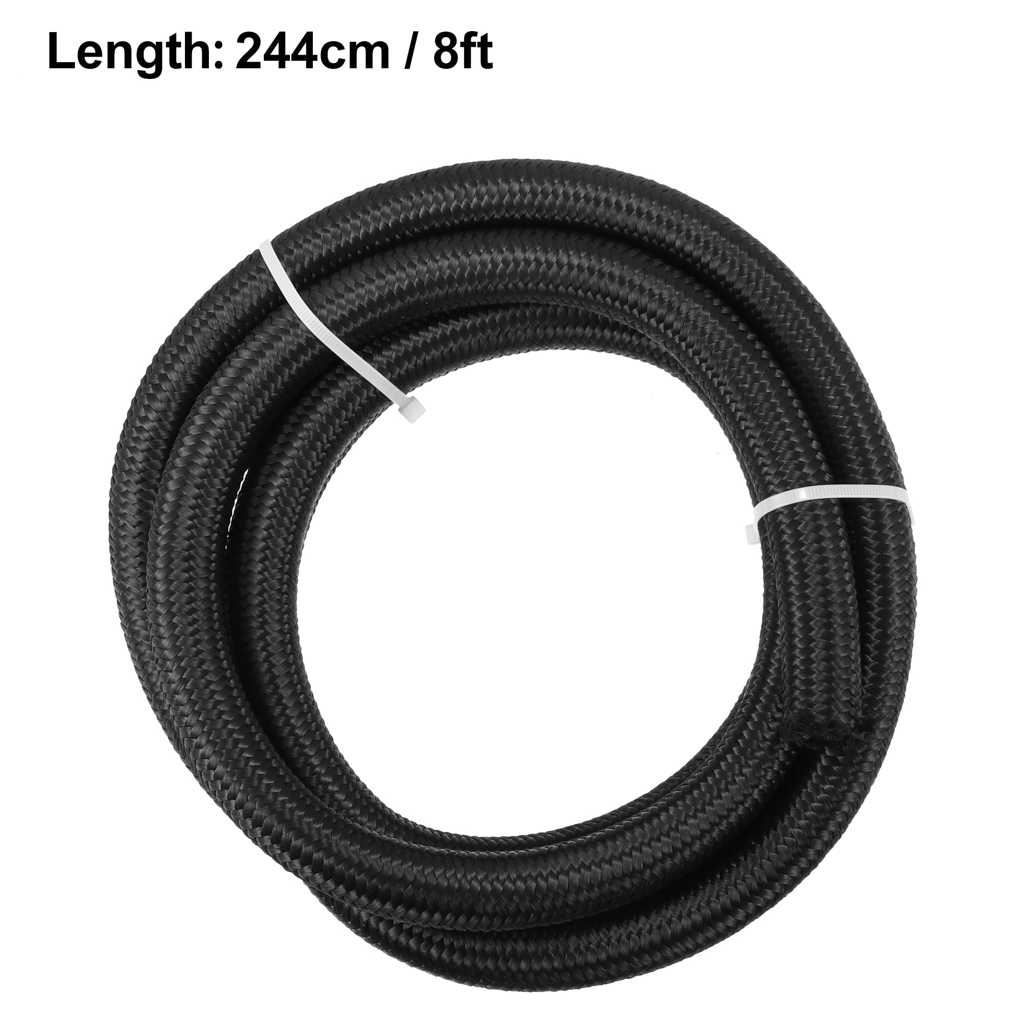 Unique Bargains 8ft 10AN Fuel Hose AN10 Universal Car Braided Nylon Stainless Steel CPE Oil Fuel Gas Line Hose Black
