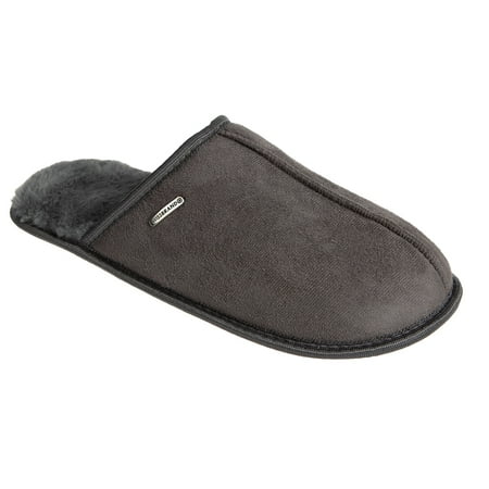 

SWISSBRAND Microsuede Fuzzy House Slippers for Men Indoor Outdoor Warm Footwear Cozy Mens Slippers Gray 7