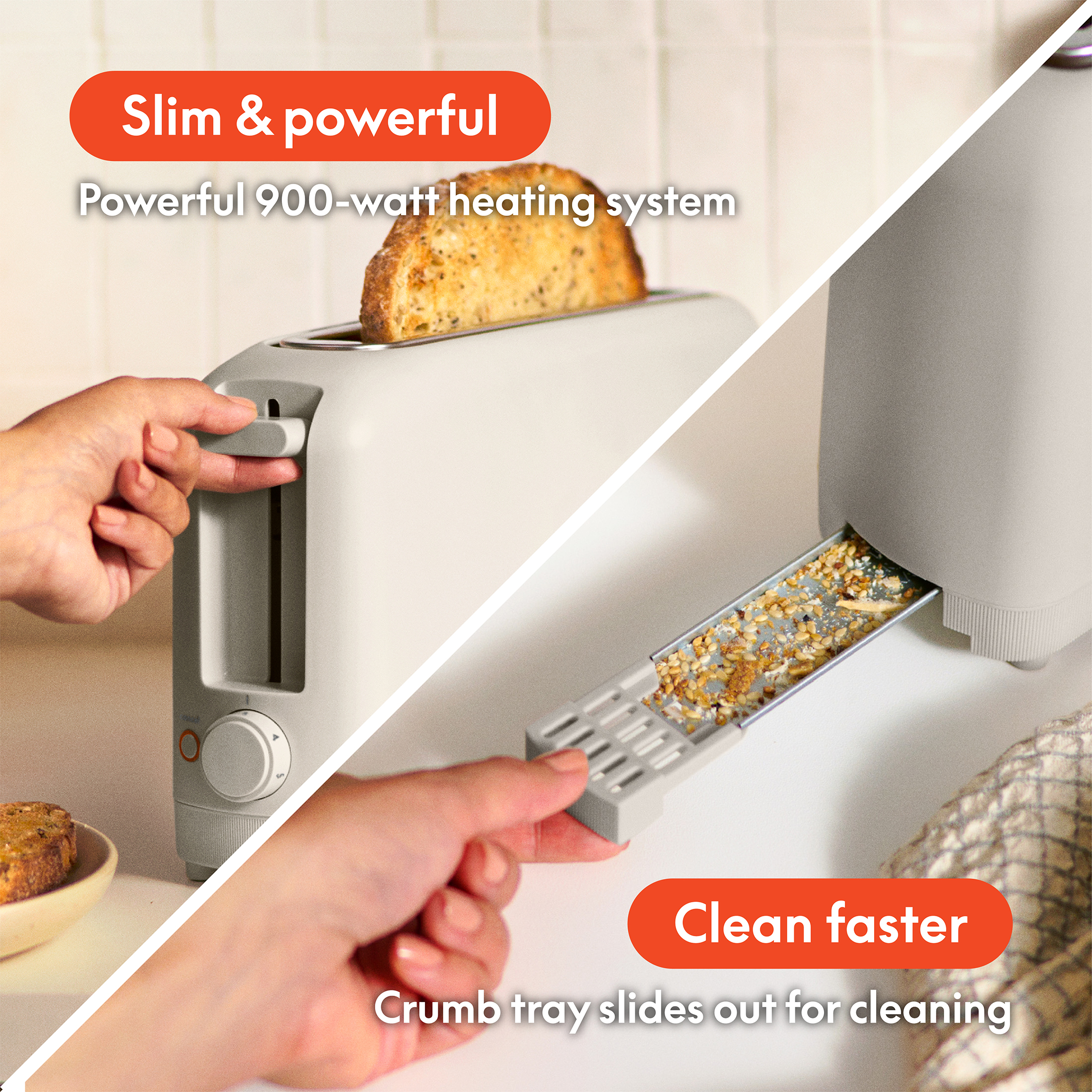 Bella Slim 2-Slice Toaster, Oatmilk, Extra Long Slot photo 4