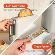 bella 2-Slice Slim Toaster with Extra Long Slot, 6 Setting Shade Control with Reheat & Cancel Buttons, Oatmilk