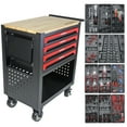 thumbnail image 3 of Rolling Tool Cart,4-Drawer Tool Box,Tool Chest with Wooden Top and Wheels Locking System,Multifunctional Metal Tool Trolley,Tool Storage Organizer Cabinets For Garage Warehouse Repair Shop Workshop, 3 of 9