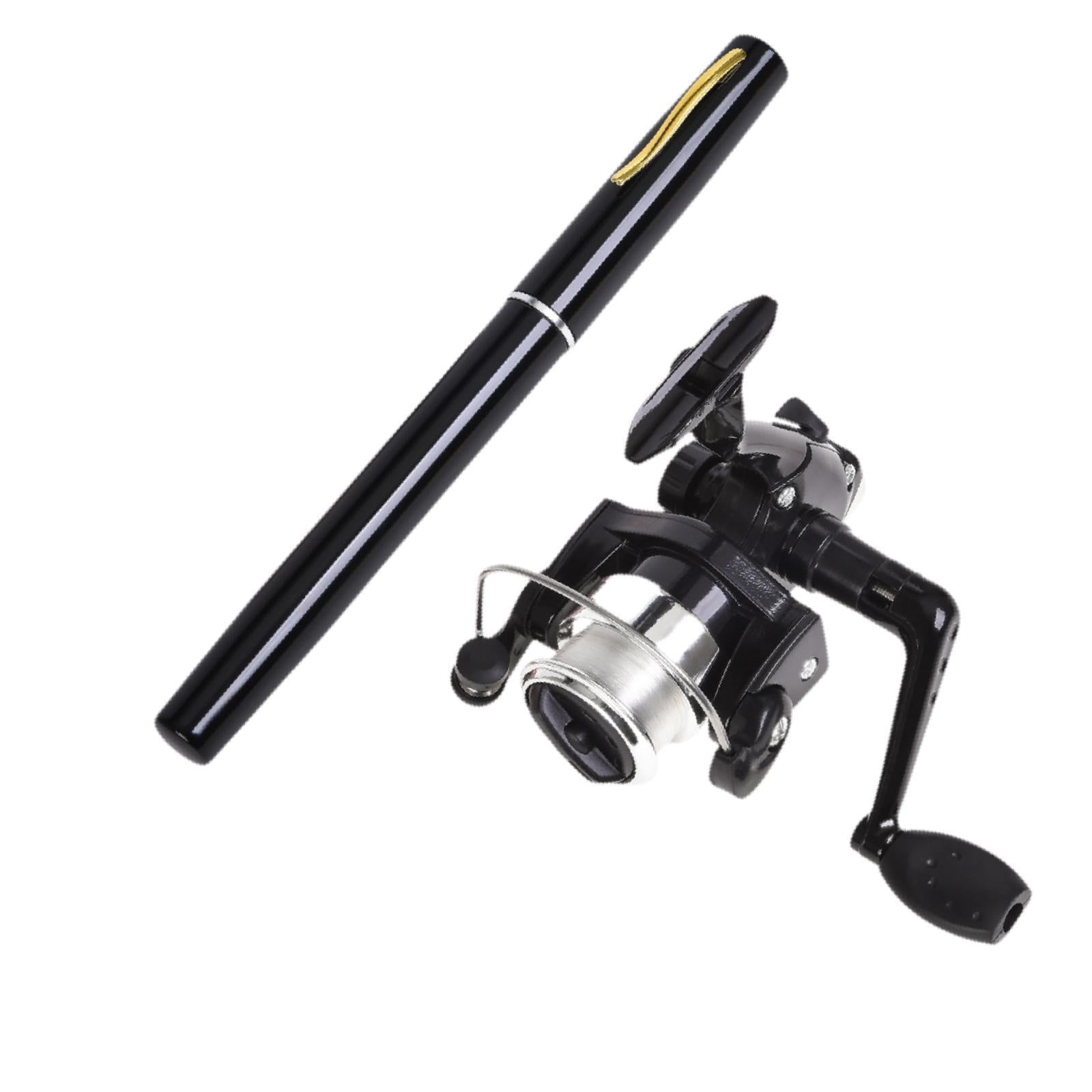 Colaxi Mini Fishing Rod Reel Combo, Mini Pen Fishing Pole Gift with Line Portable Fishing Reel for Outdoor Saltwater Freshwater Boys Black
