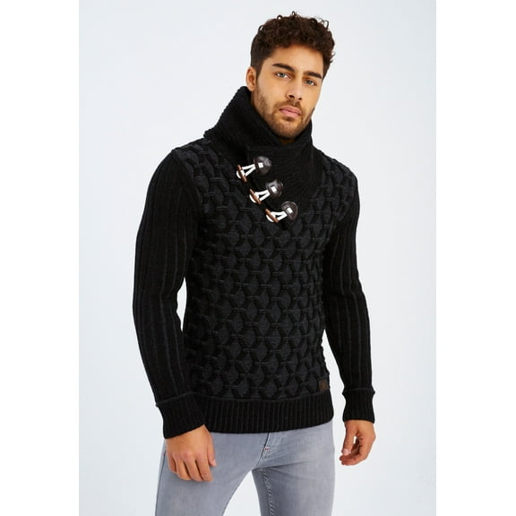 Chunky Knit Sweater With Shawl Collar