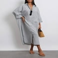 thumbnail image 4 of Robe Chemise pour Femmes à Manches Longues et Col Rabattu à Rayures, 4 of 9