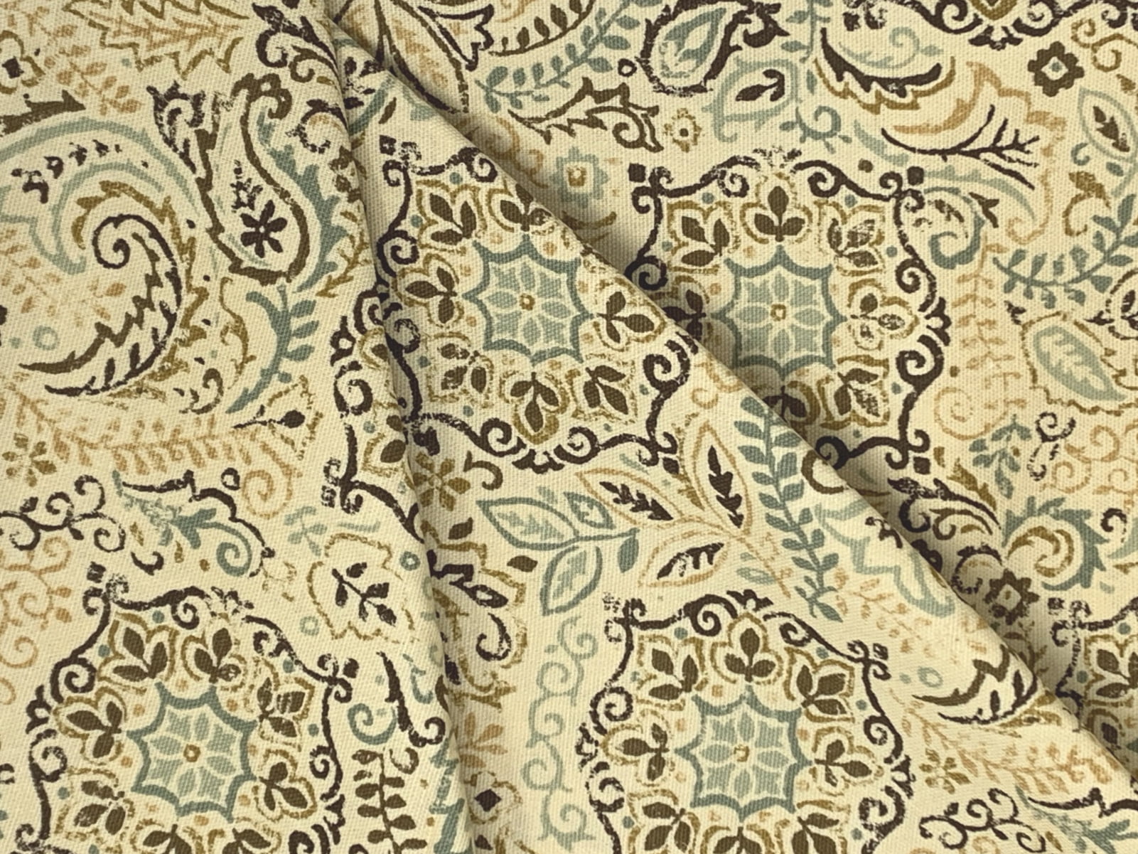Waverly Inspirations 45" 100% Cotton Printed Sewing & Craft Fabric By the Yard, Beige, Green and Black