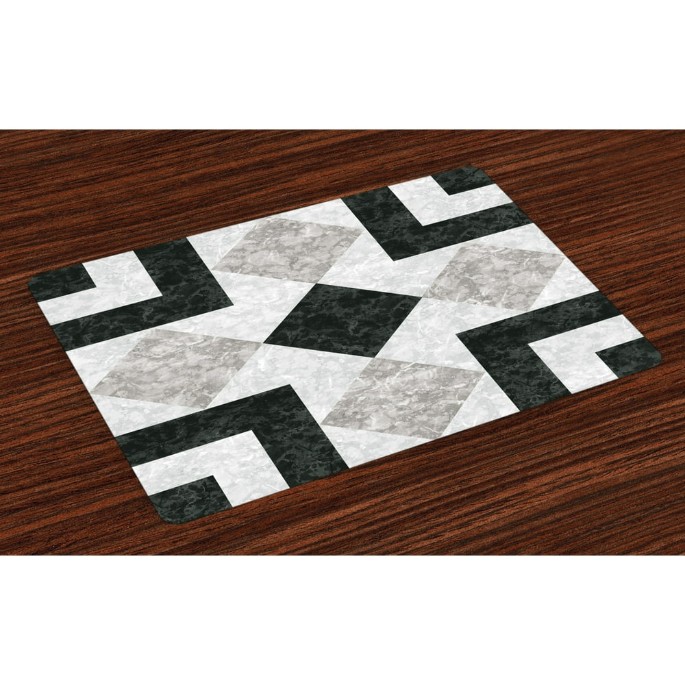 Marble Placemats Set of 4 Nostalgic Marble Stone Mosaic Regular Design