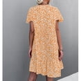 thumbnail image 1 of V Neck Dress Ruffle Hem Dress Floral Print V Neck Dress Flutter Short Sleeve Front Button Ruffle Hem Dress For Women Yellow M ANGGREK AH2884, 1 of 6