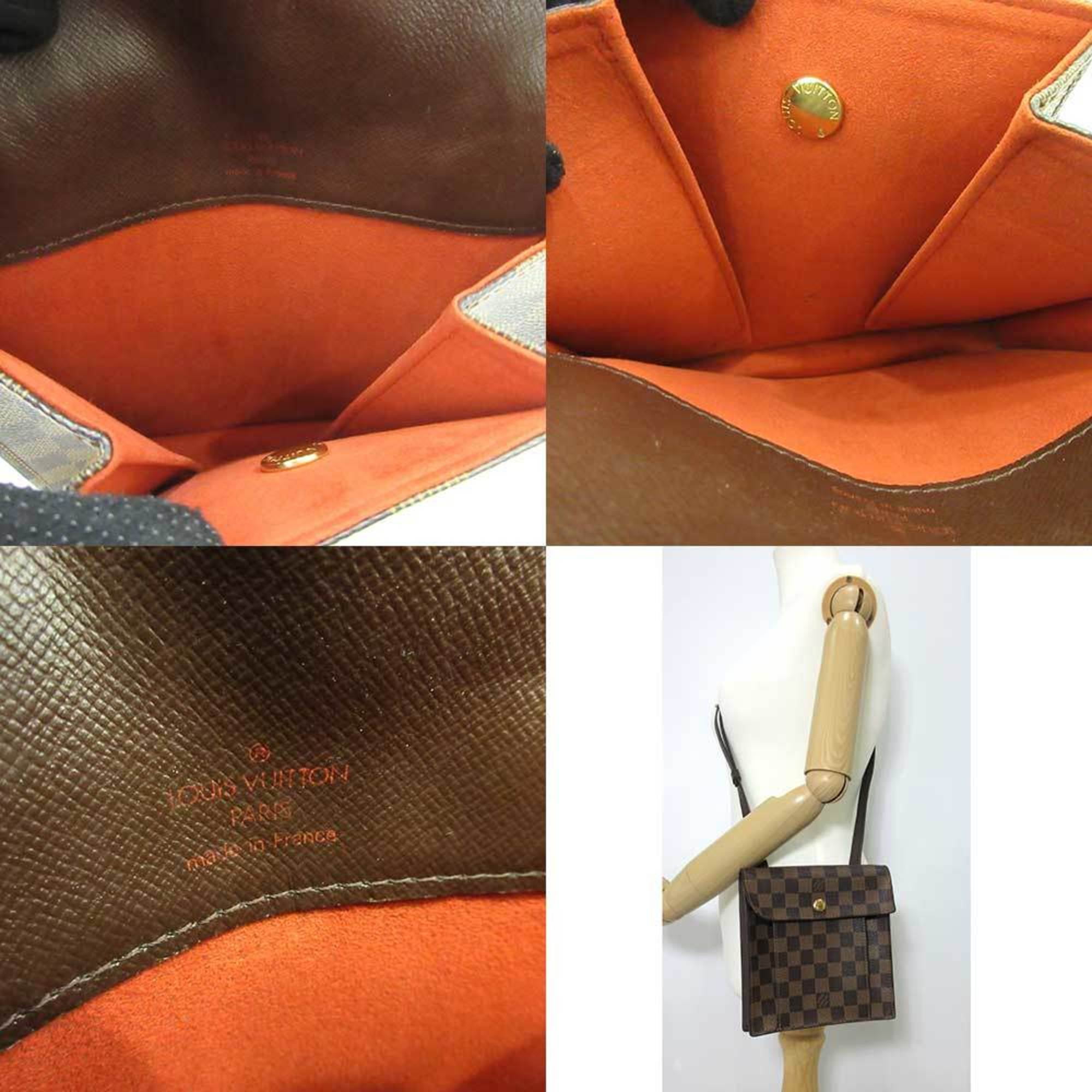 Louis Vuitton Wight Damier Ebene Chain Flap 1la422 Brown Coated Canvas Cross  Body Bag, Louis Vuitton